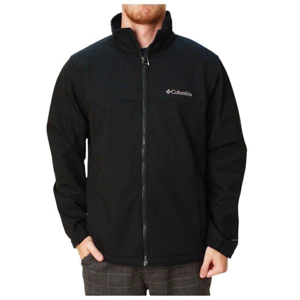 Columbia Mens Mt. Village Softshell Black Zip Up Windbreaker Jacket Sz S Zip up